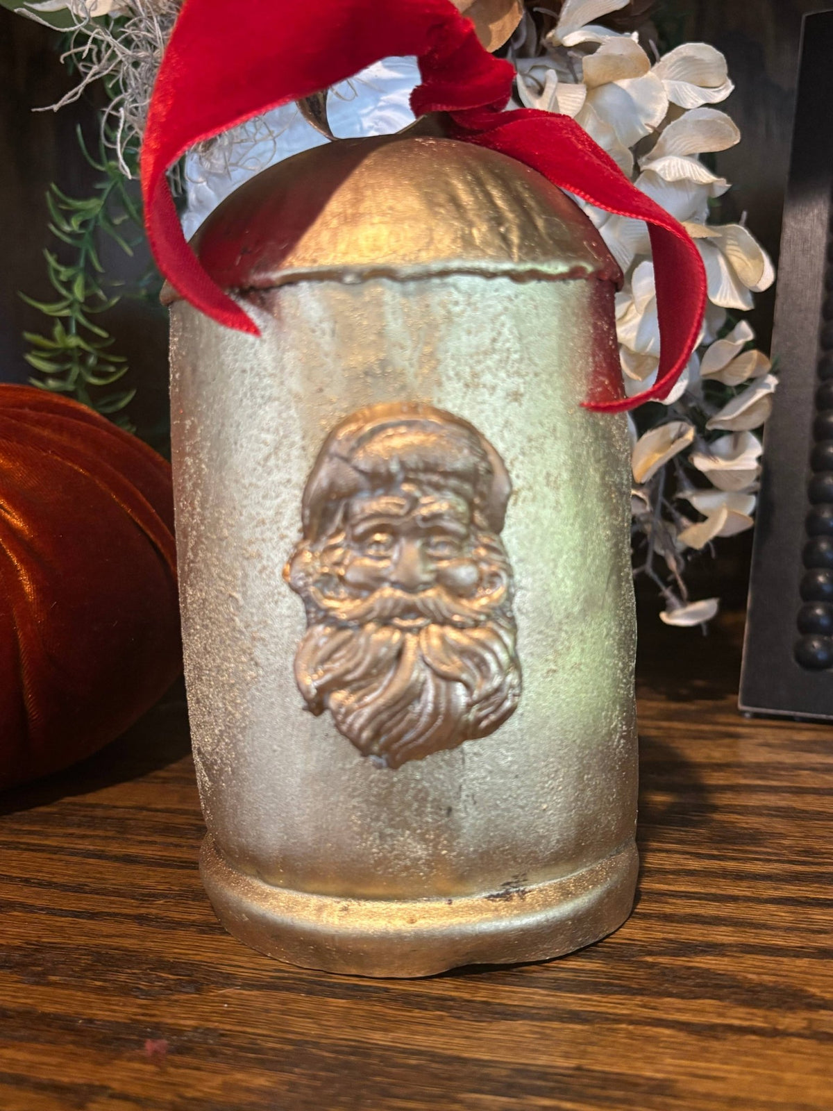 
                  
                    Vintage-Style Christmas Bell with Handpainted Santa Intaglio - Curated Home Decor
                  
                