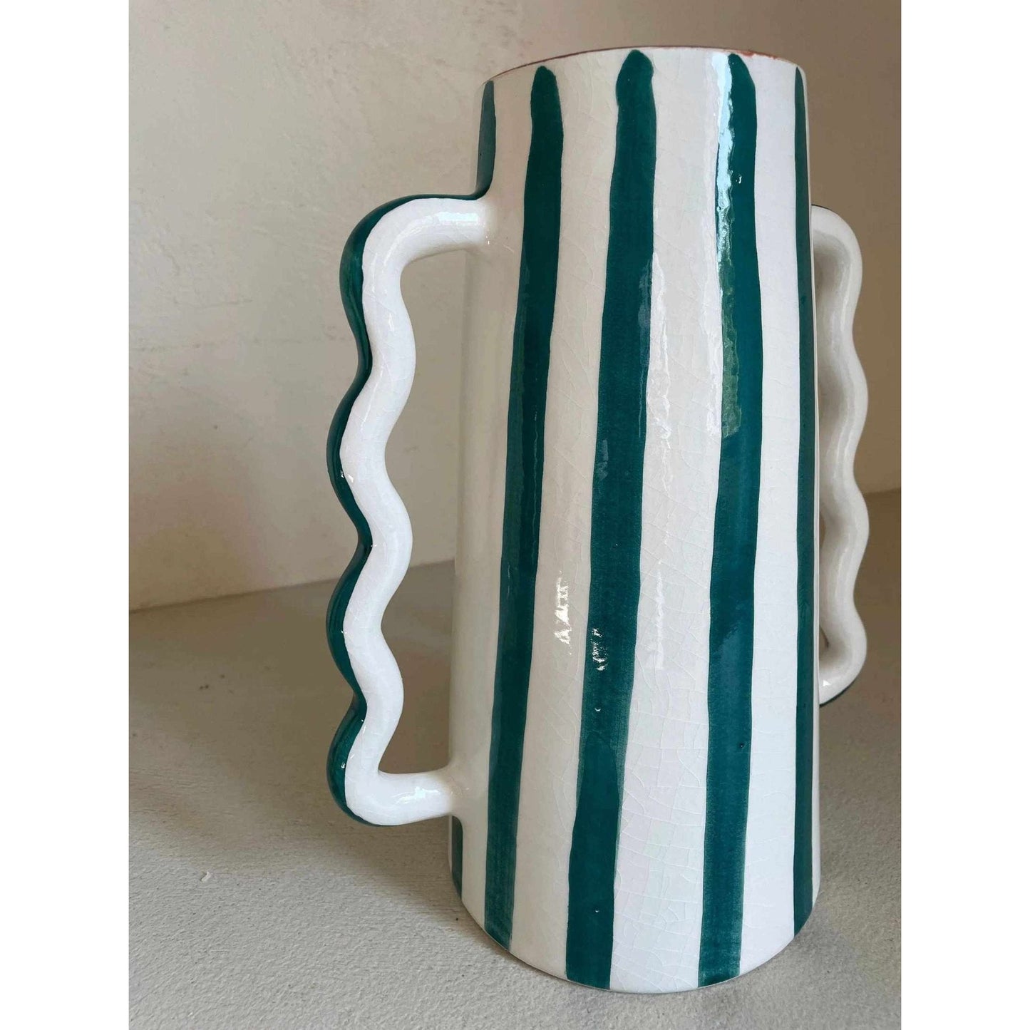 
                  
                    Fir Green and White Striped Abstract Ceramic Vase - Curated Home Decor
                  
                