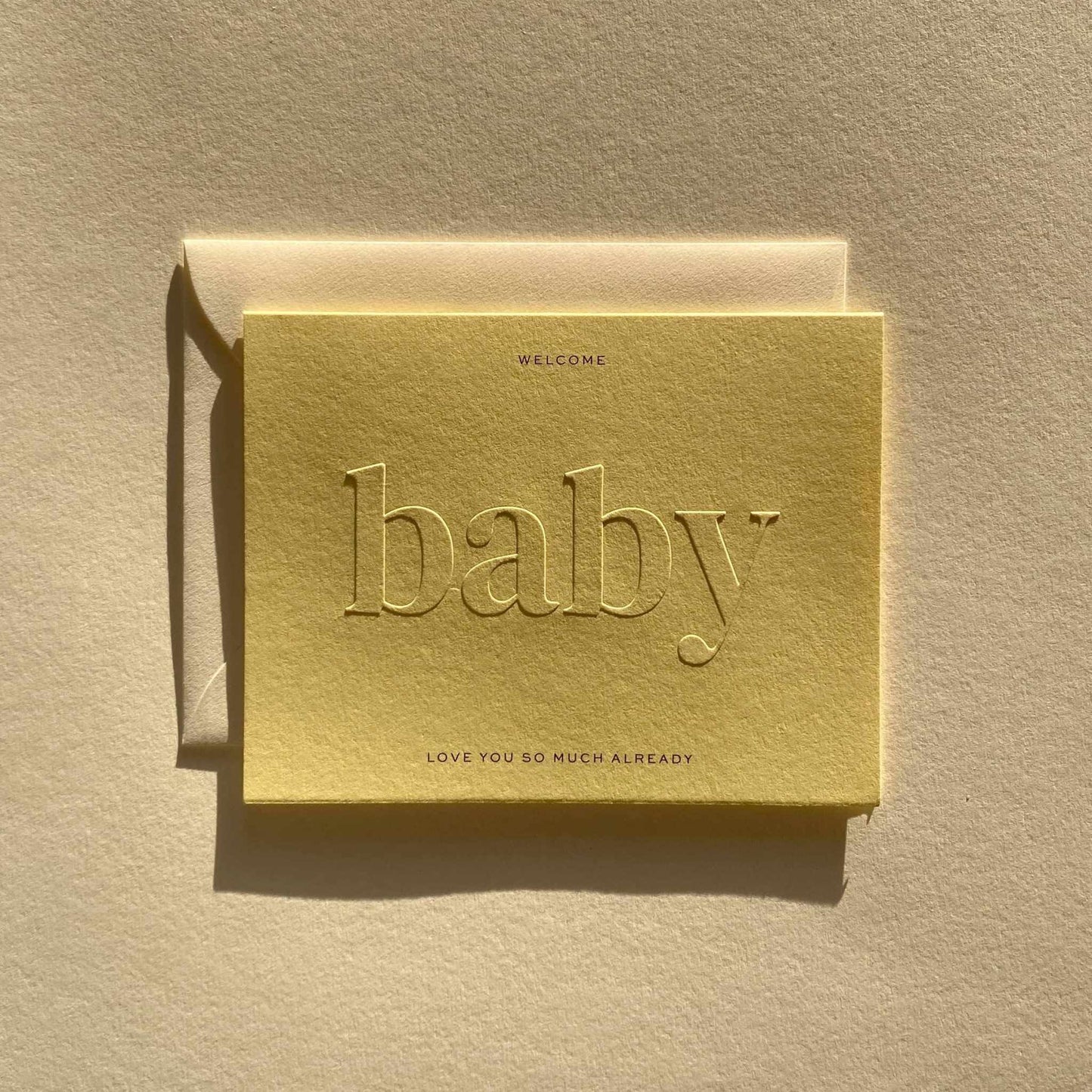 Baby No. 23 Butter single card with blind emboss and natural envelope