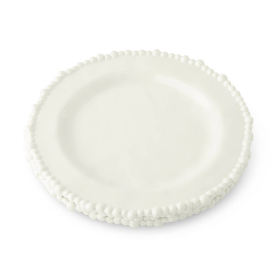 4pk 8.5'' Melamine Beaded Edge Salad Plates - White