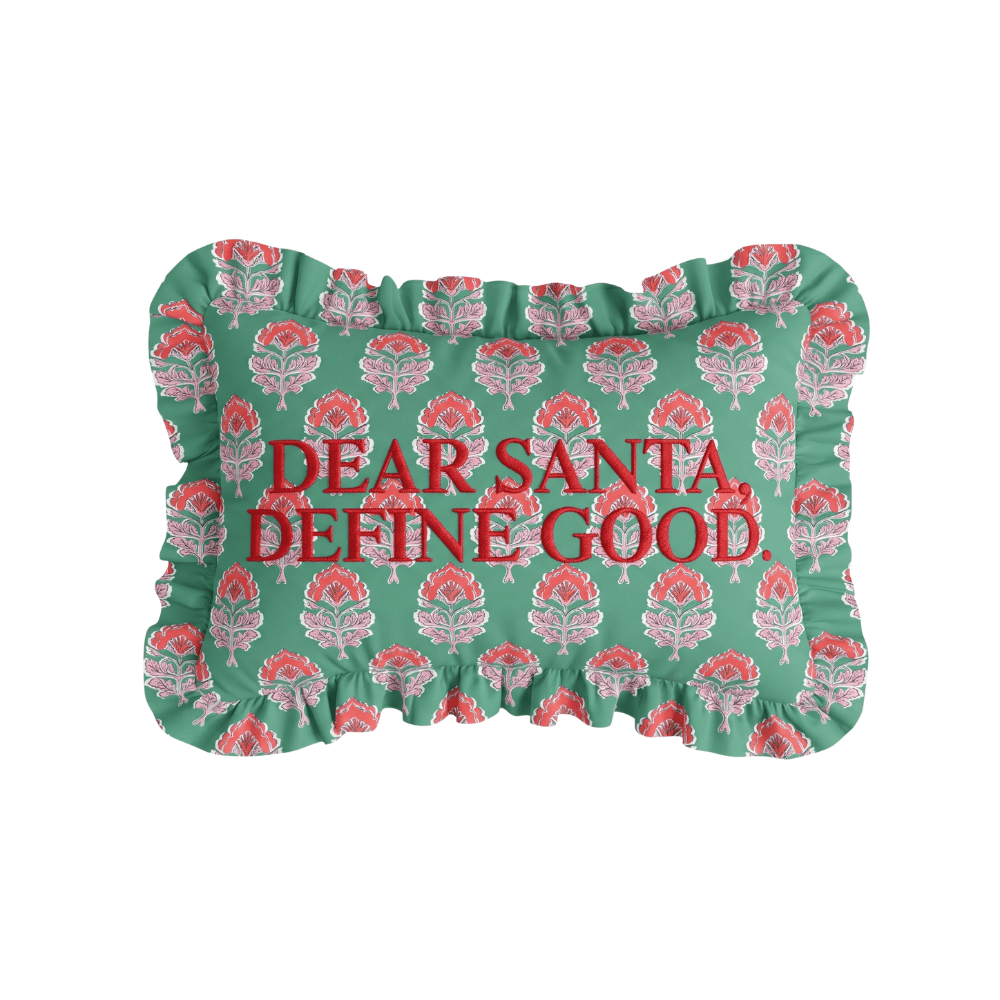 
                  
                    Dear Santa Ruffled Embroidered Pillow - Curated Home Decor
                  
                