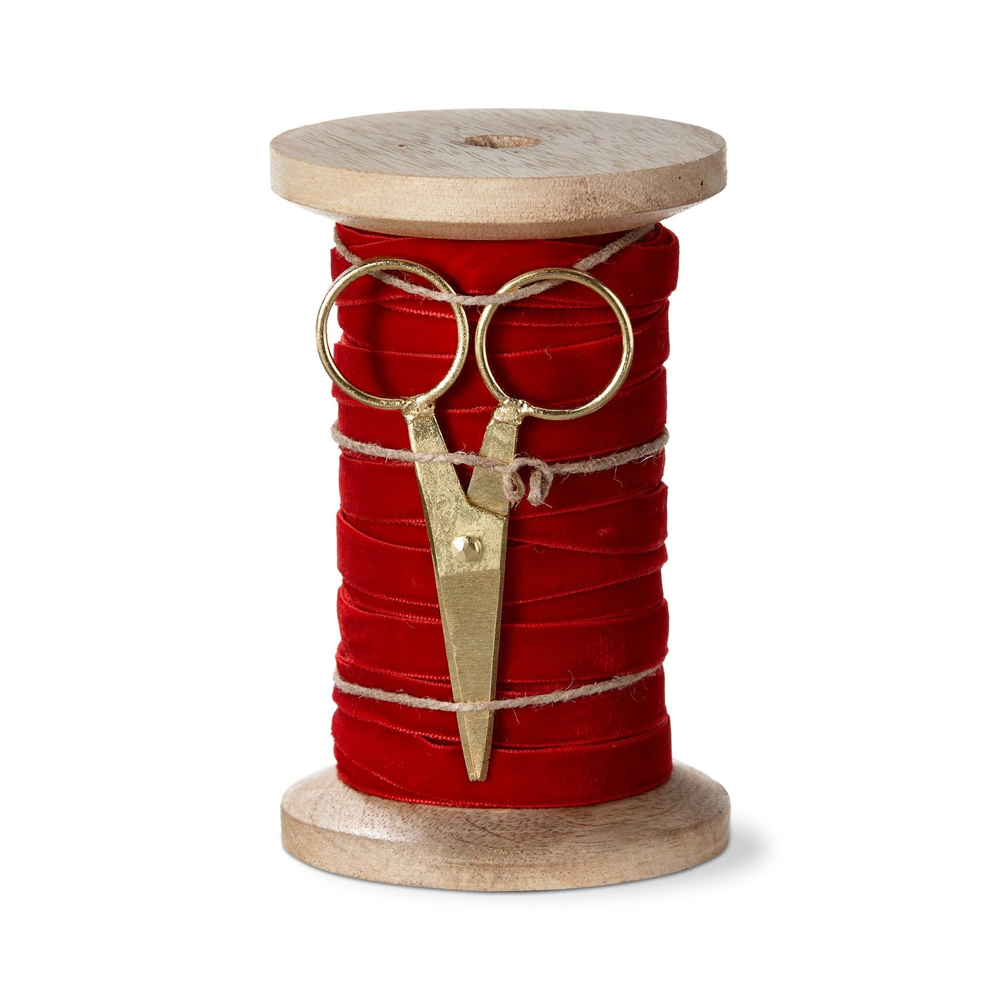 SALE Velvet Ribbon With Scissor Spool 5yd - Red - Curated Home Decor