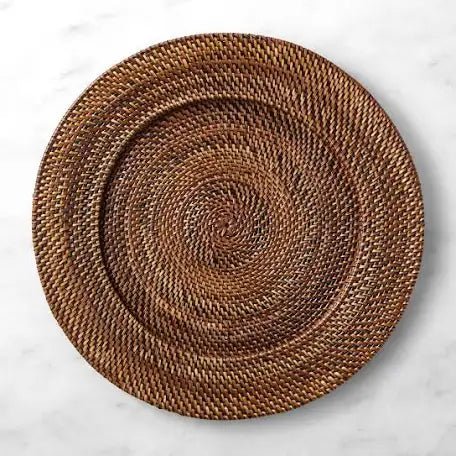 Round Hand-Woven Rattan Charger