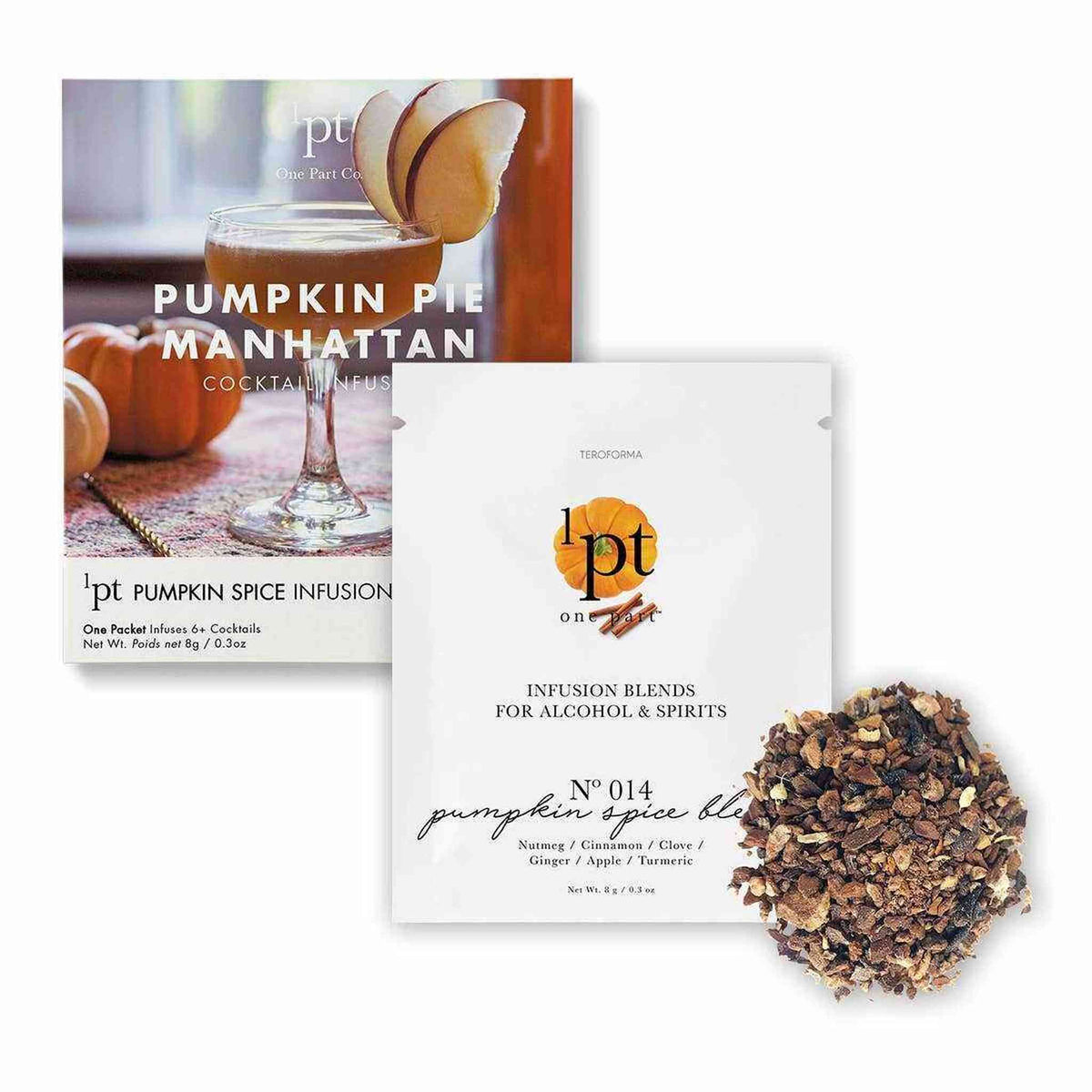
                  
                    Pumpkin Pie Manhattan cocktail infusion pack with pumpkin spice blend for seasonal Manhattan drinks
                  
                