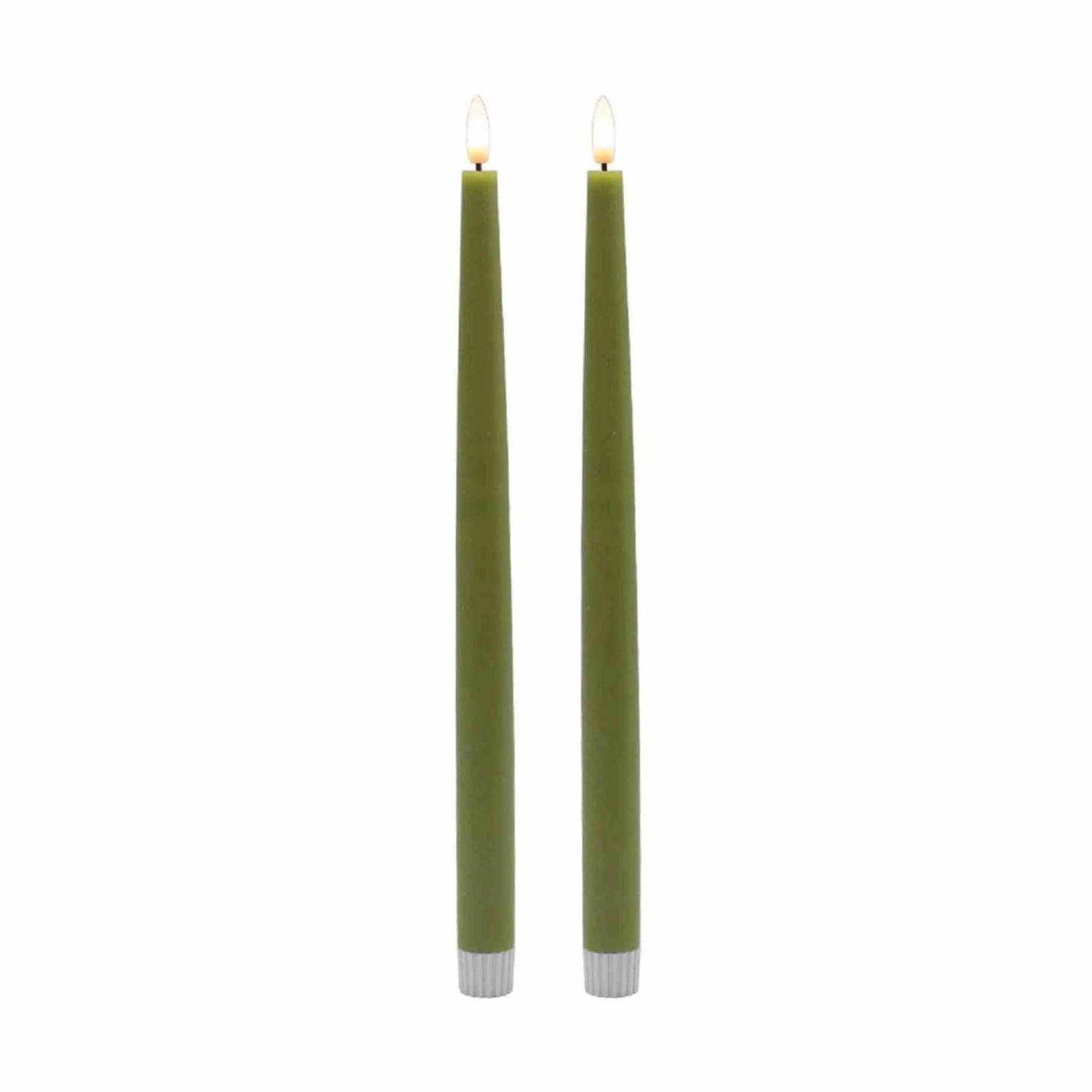 
                  
                    Green Flameless Taper Candles – Set of 2 with 3D Flickering Flame - Curated Home Decor
                  
                