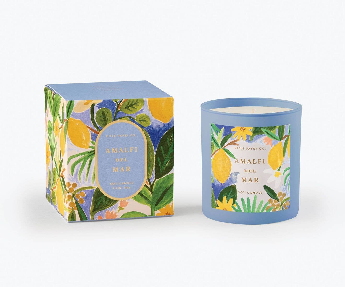 RIFLE PAPER CO. Amalfi Del Mar 9.5oz. Glass Vessel Candle - Curated Home Decor