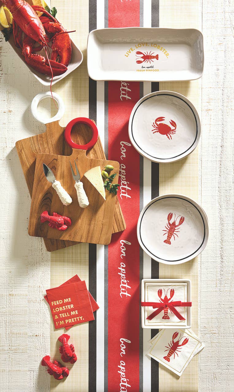 
                  
                    Small Acacia Wood Serving Board with Red Enamel Handle - Curated Home Decor
                  
                