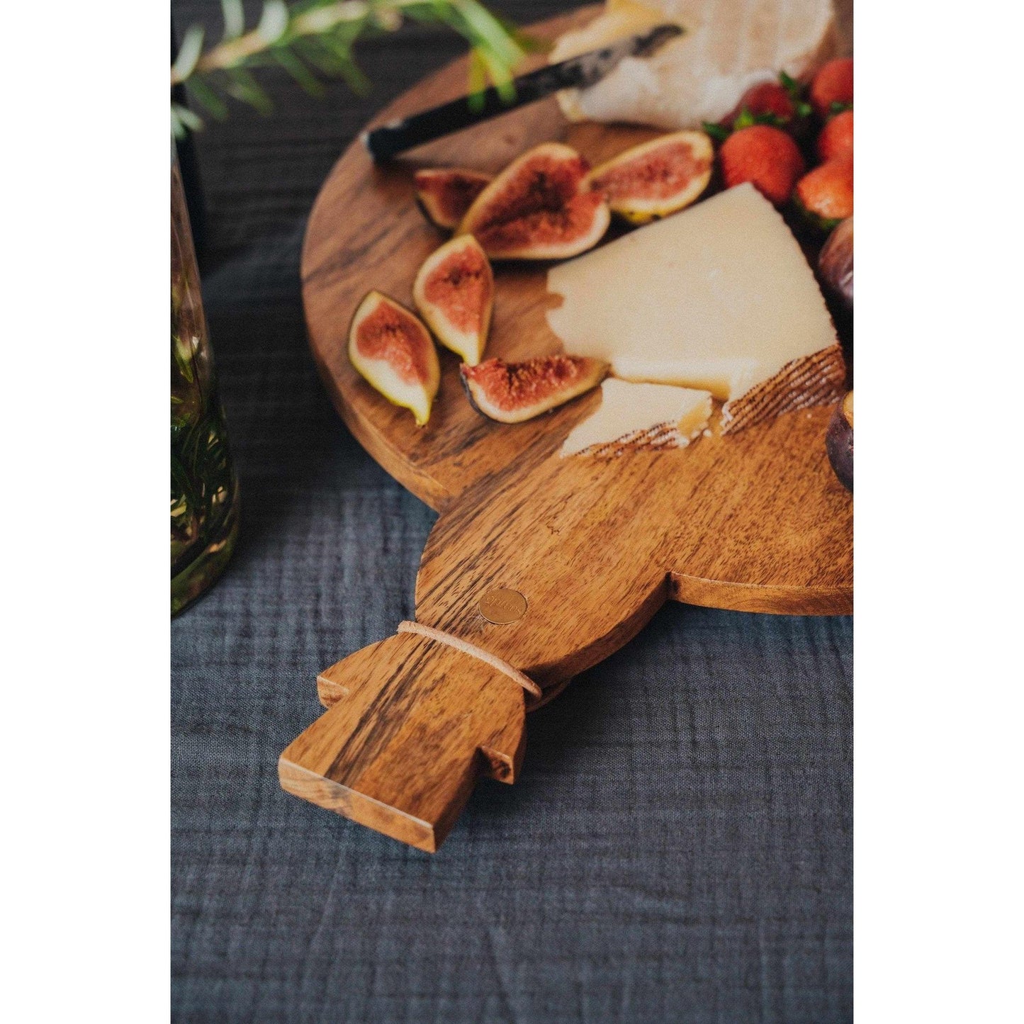 Yufka Round Grazing Board 11.8-inch Acacia wood platter for entertaining