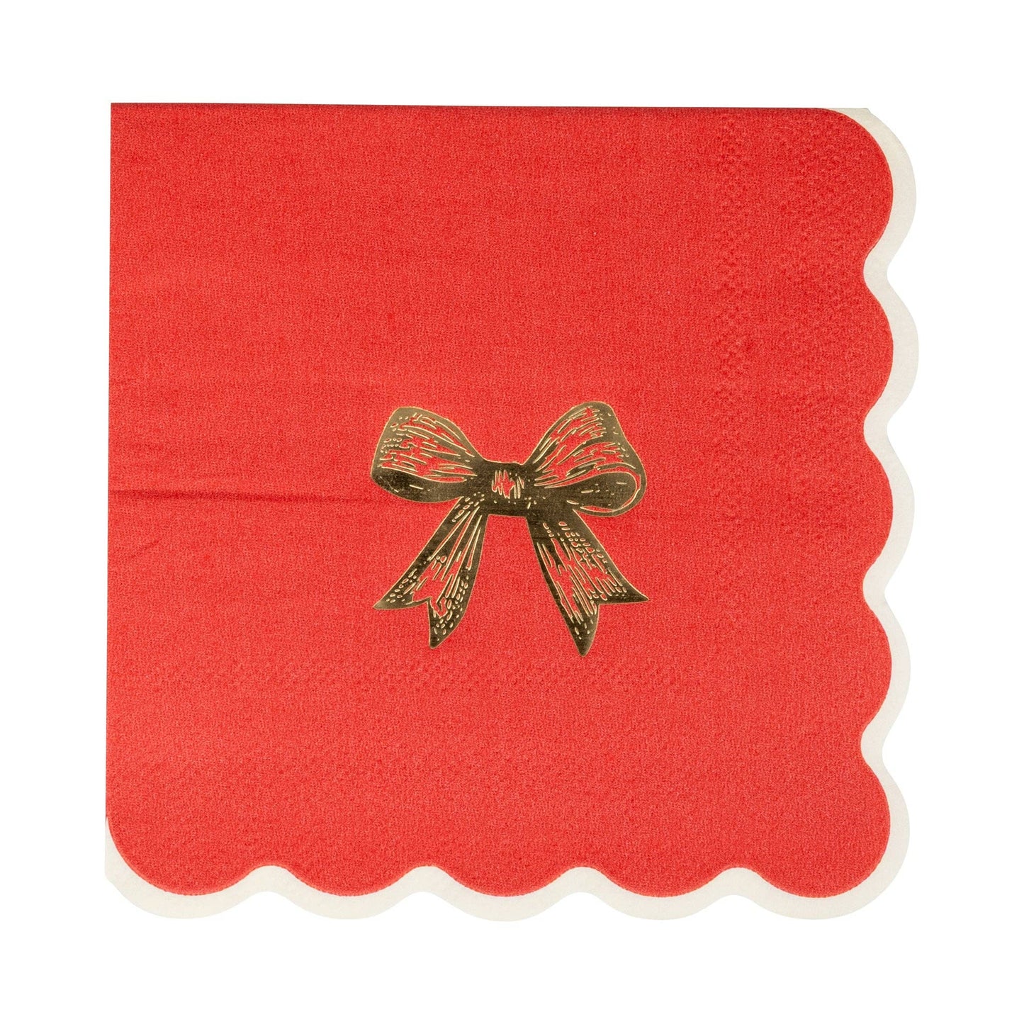 PEM1238 - Red/Gold Bow Cocktail Napkin - Curated Home Decor