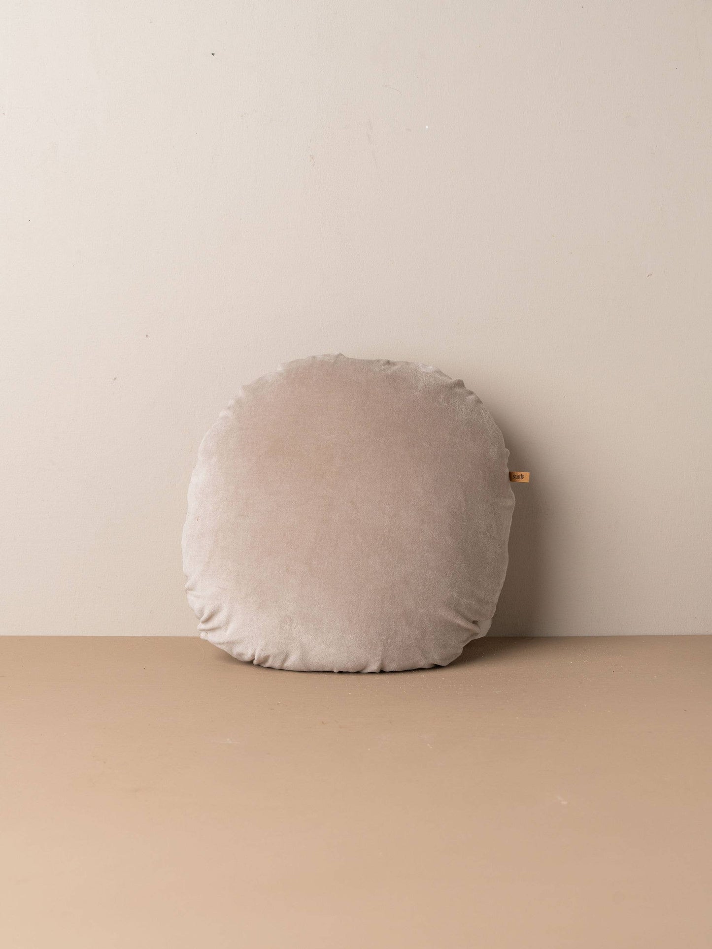 Linen/Velvet Round Pillow | Stone: With Insert - Curated Home Decor