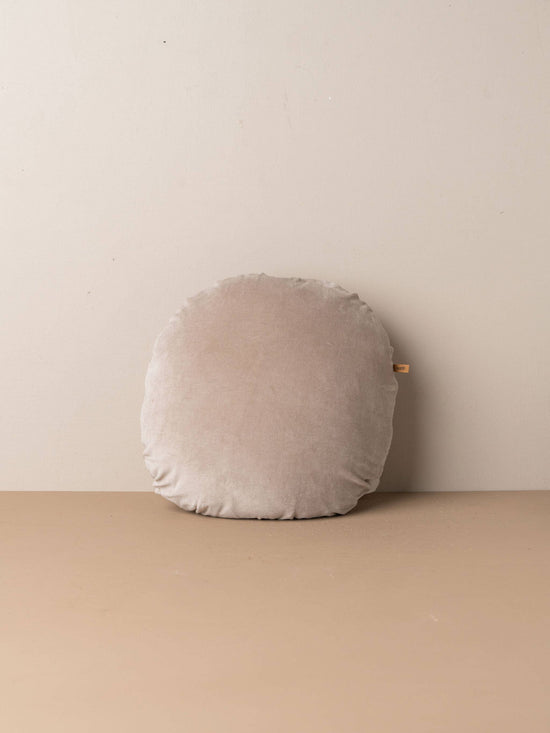 Linen Velvet Round Pillow Stone