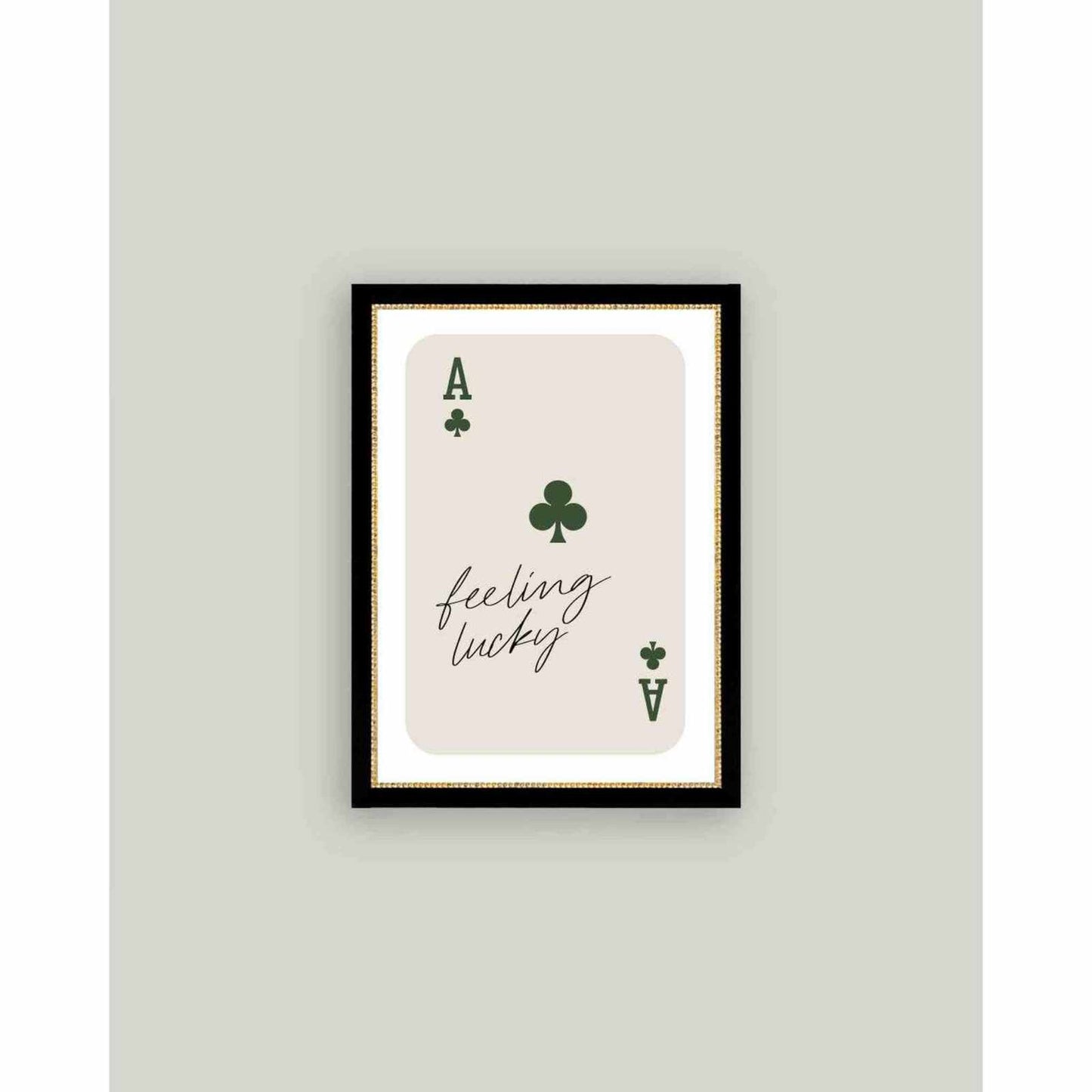 Feeling Lucky Ace antique inspired artwork framed on premium canvas with ornate handcrafted frame and glass-free design