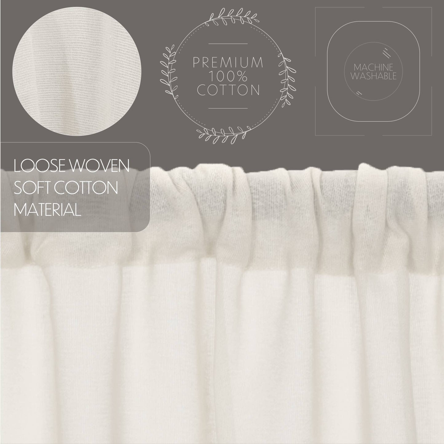 
                  
                    Tobacco Cloth Antique White Fringed Café Tier Curtains – Set of 2, 36"W x 36"L - Curated Home Decor
                  
                