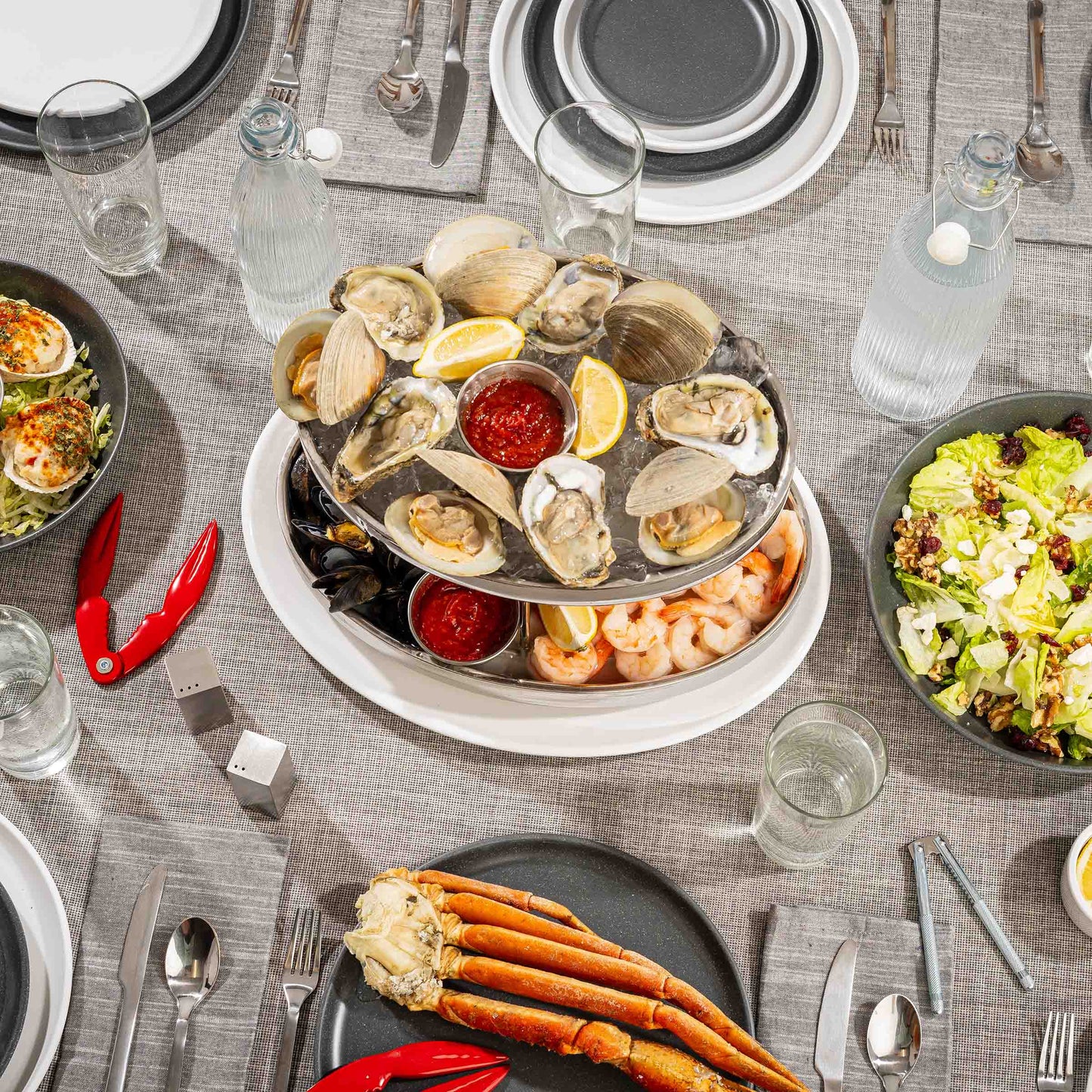 
                  
                    Oval 2 - Tiered Seafood Tower, Stainless Steel - Curated Home Decor
                  
                