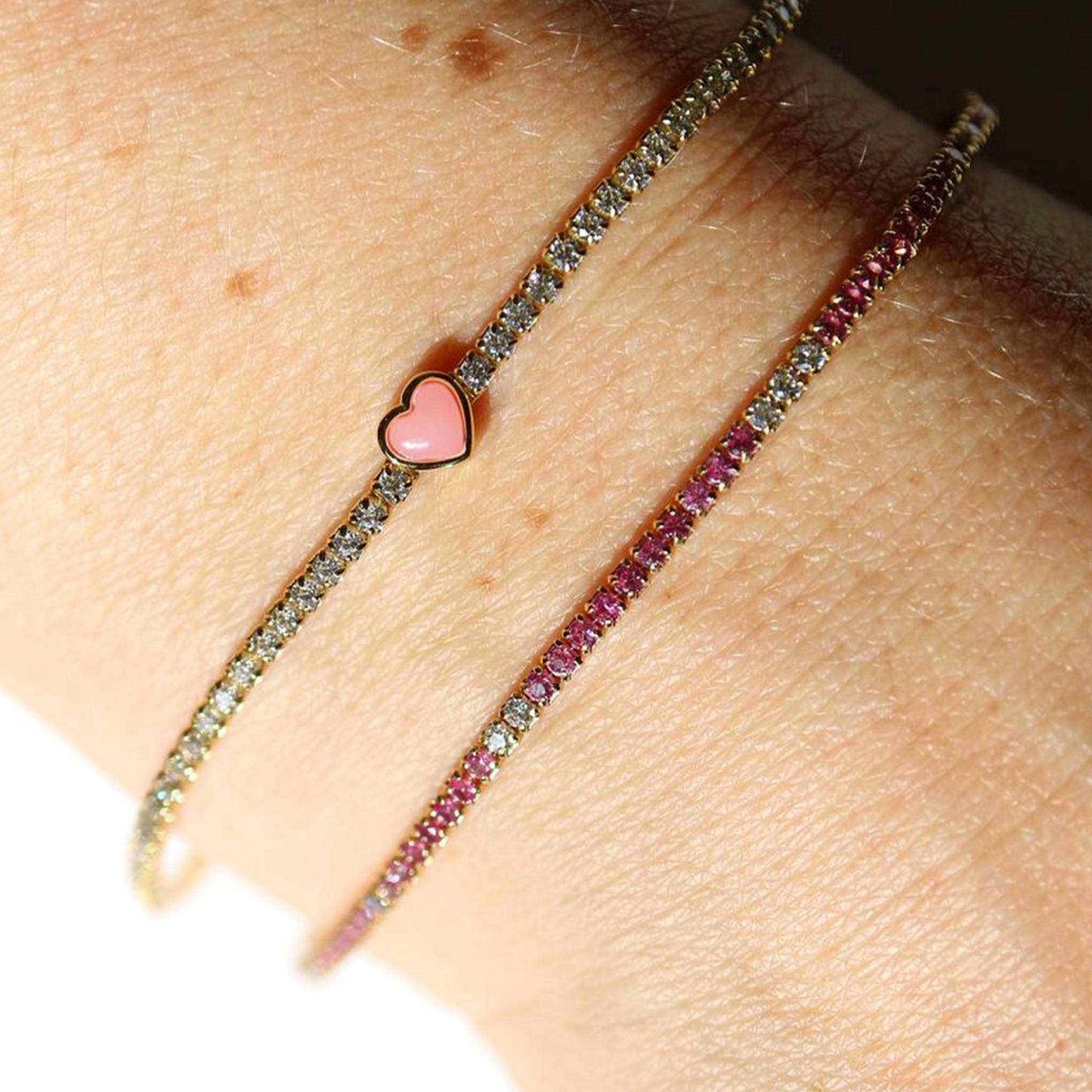 
                  
                    Mini Dazzle Pink Topaz and Diamond Tennis Bracelet - Curated Home Decor
                  
                