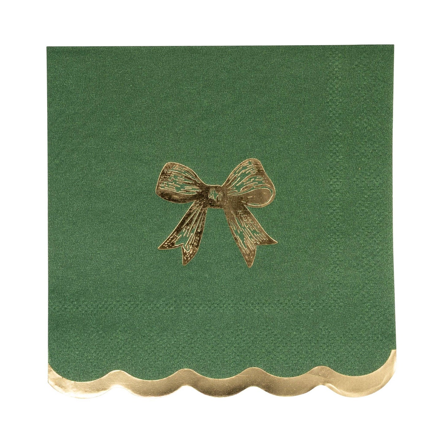 CHL1239 - Gold/Green Bow Cocktail Napkin - Curated Home Decor