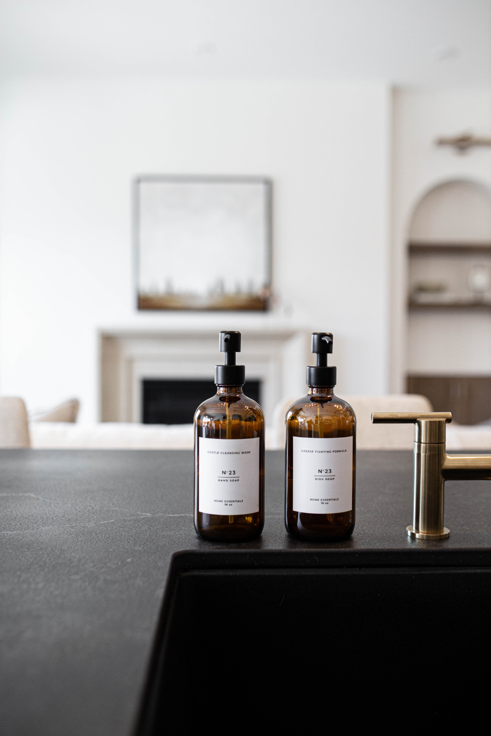 Amber Hand Soap Bottle Reusable Dispenser - Curated Home Decor