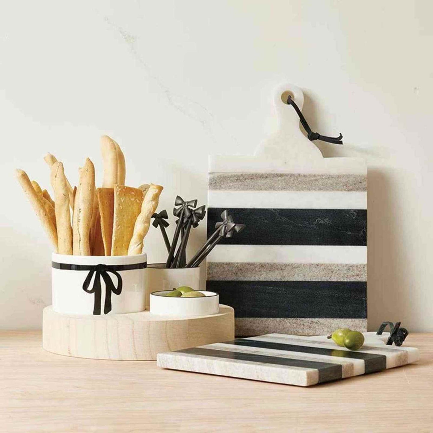 
                  
                    Stripe Marble Board with Handle - Curated Home Decor
                  
                