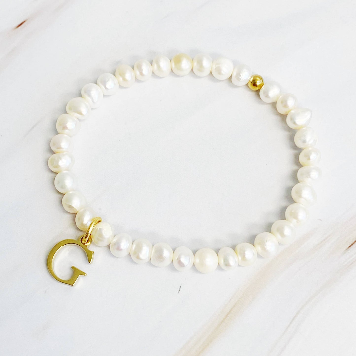 Freshwater Pearl Initial Charm Bracelet - Curated Home Decor