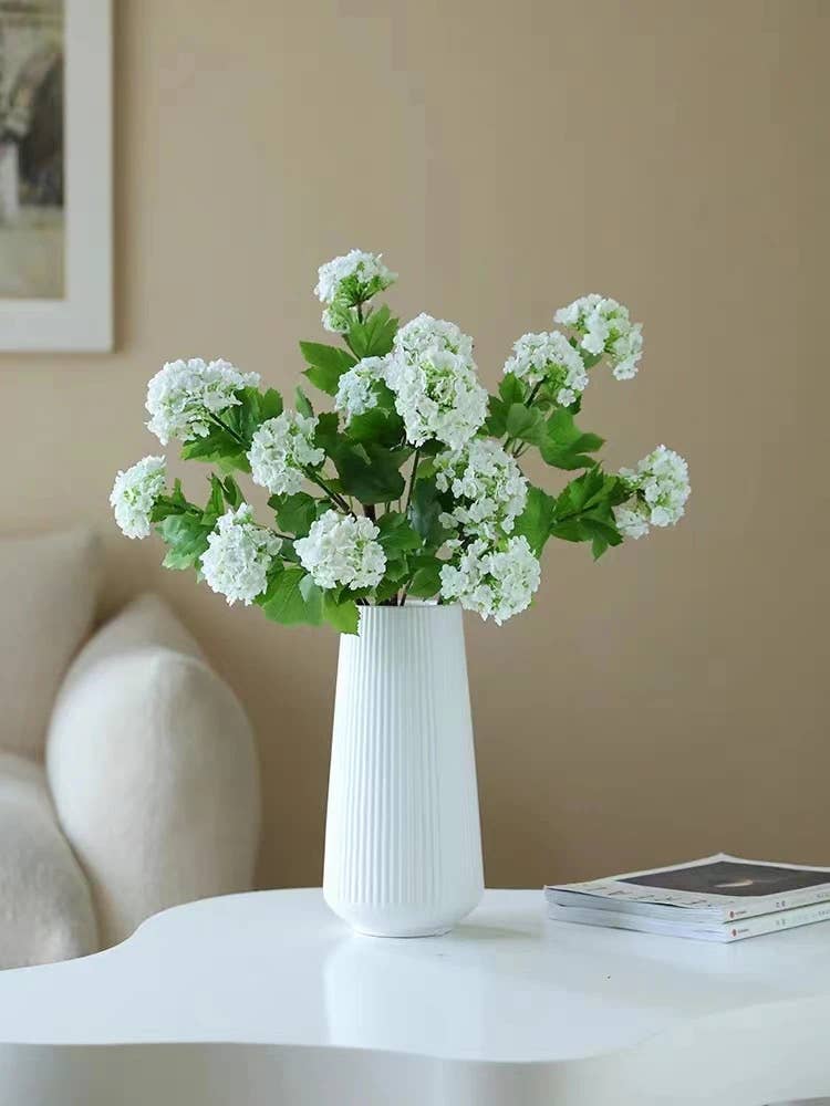 40"Long-5 Blooms-Premium Faux Snowball hydrangea spray