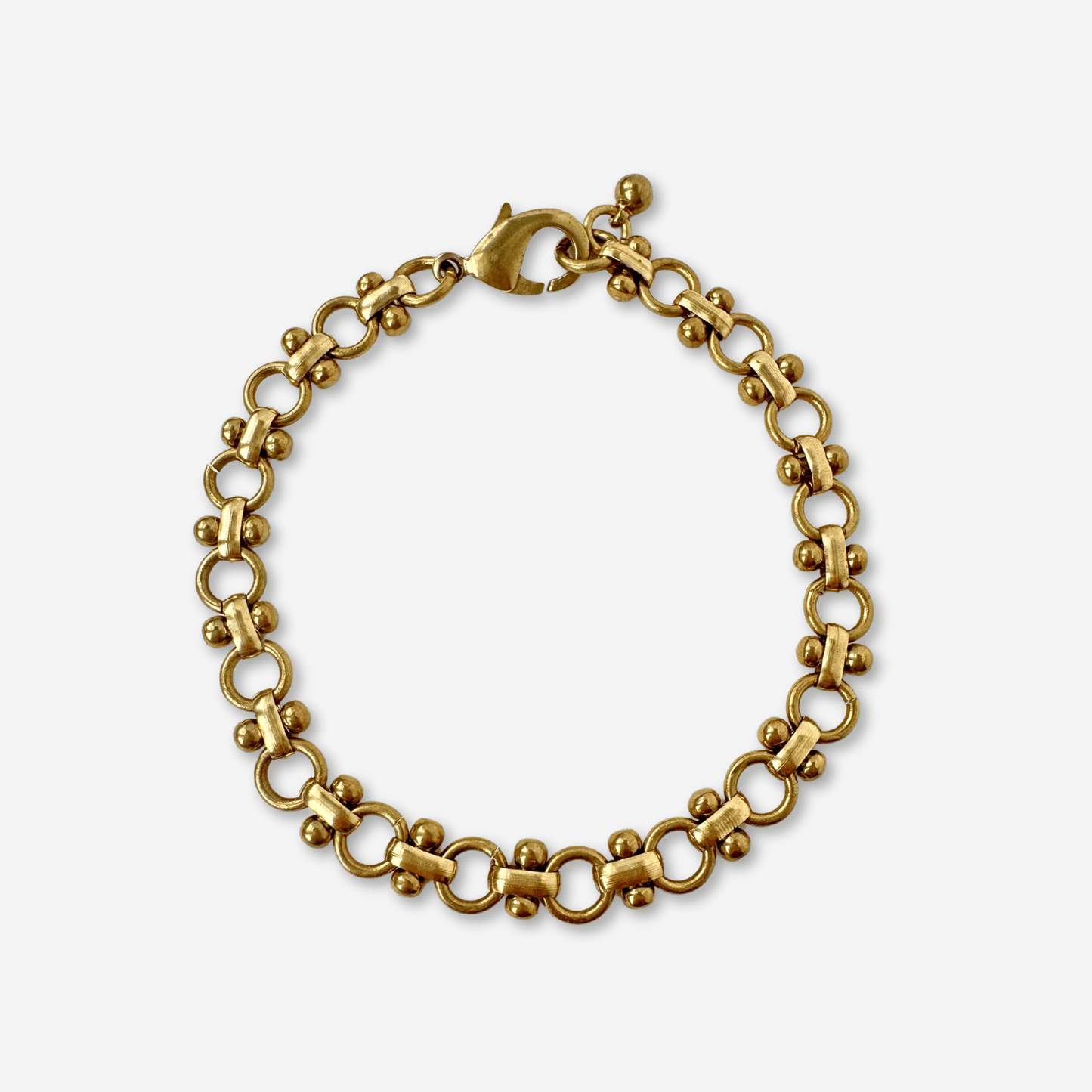 Blank raw brass specialty link bracelet chain with lobster claw clasp for 7-inch wrist