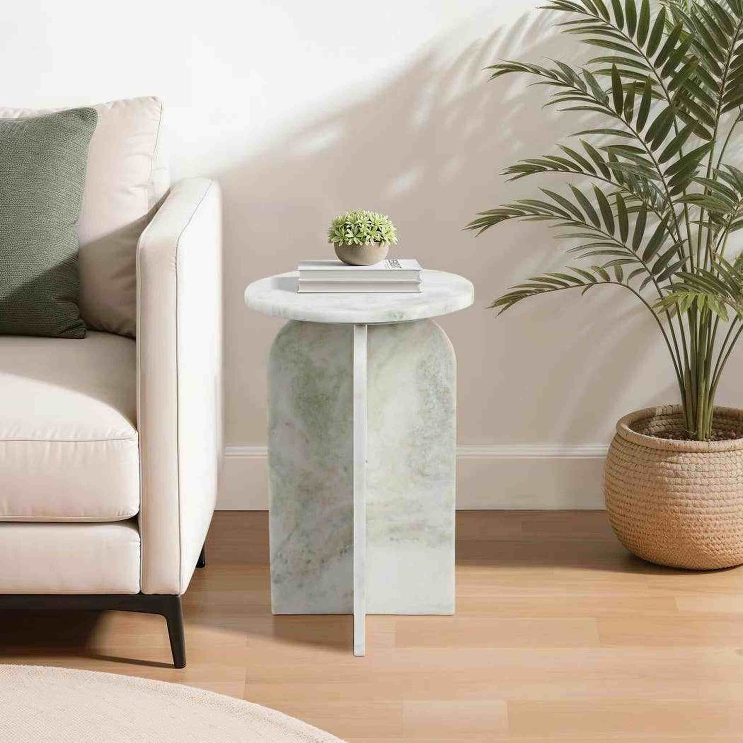 
                  
                    Light Green 20x13 in. Round Marble Accent Table for Chic Decor - Curated Home Decor
                  
                