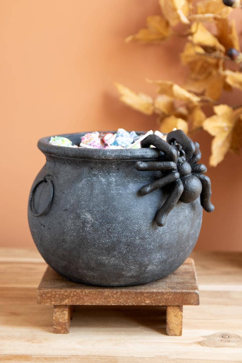 
                  
                    Black Terracotta Halloween Candy Cauldron with Spider - Curated Home Decor
                  
                