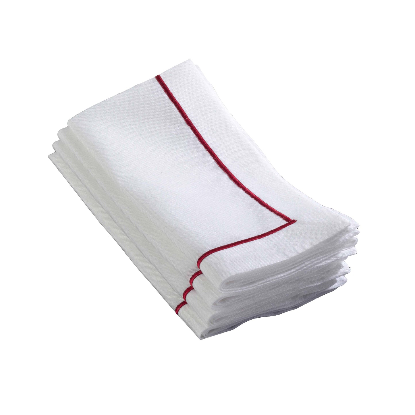 Embroidered Line Design Napkin: Red / 20" - Curated Home Decor