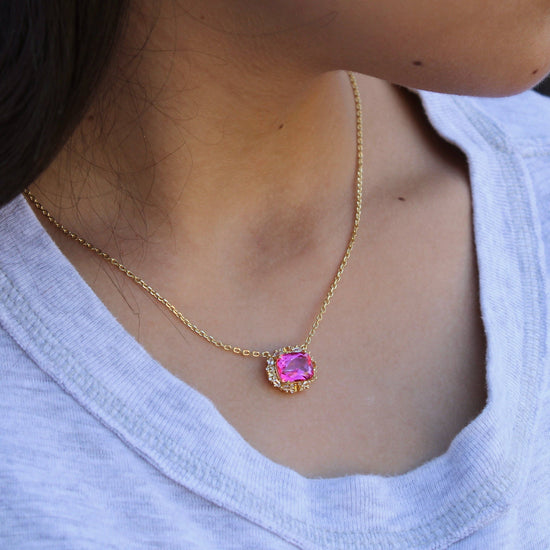 Vivian Grace Jewelry - The Poppy Necklace - Pink Topaz and Citrine: Gold - Curated Home Decor