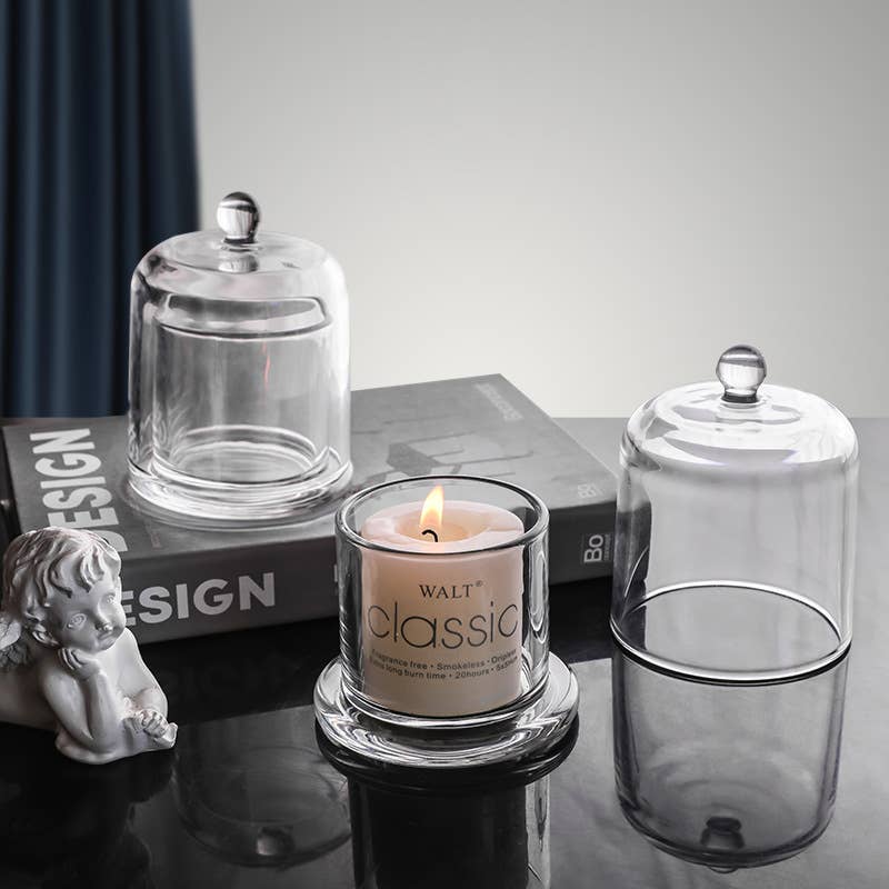 Glass Candle Holder With Glass Cover - Curated Home Decor