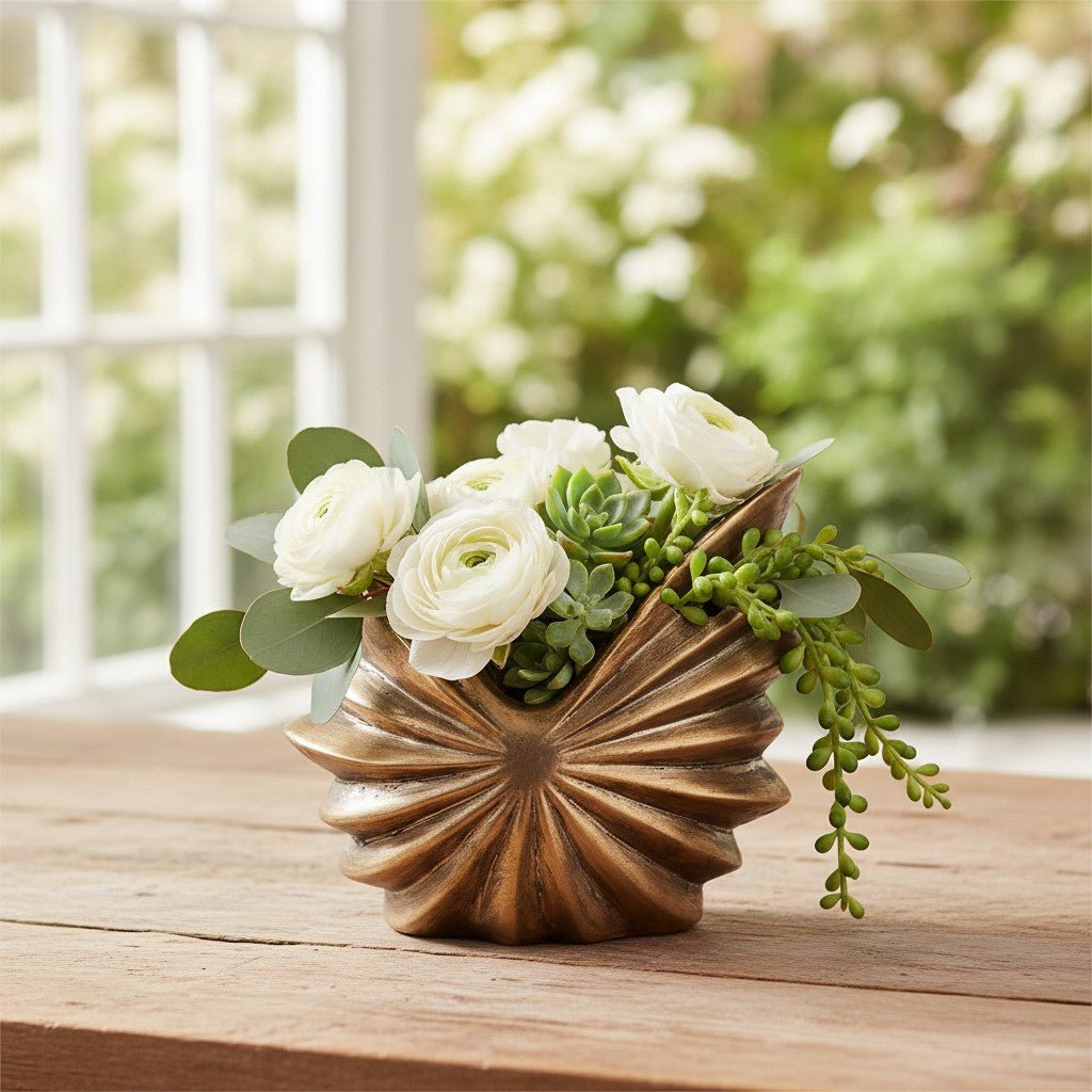 
                  
                    Gold Pewter Seashell Planter Item - Curated Home Decor
                  
                
