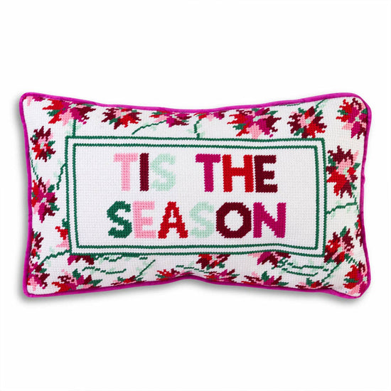 Tis The Season Needlepoint Pillow - Curated Home Decor