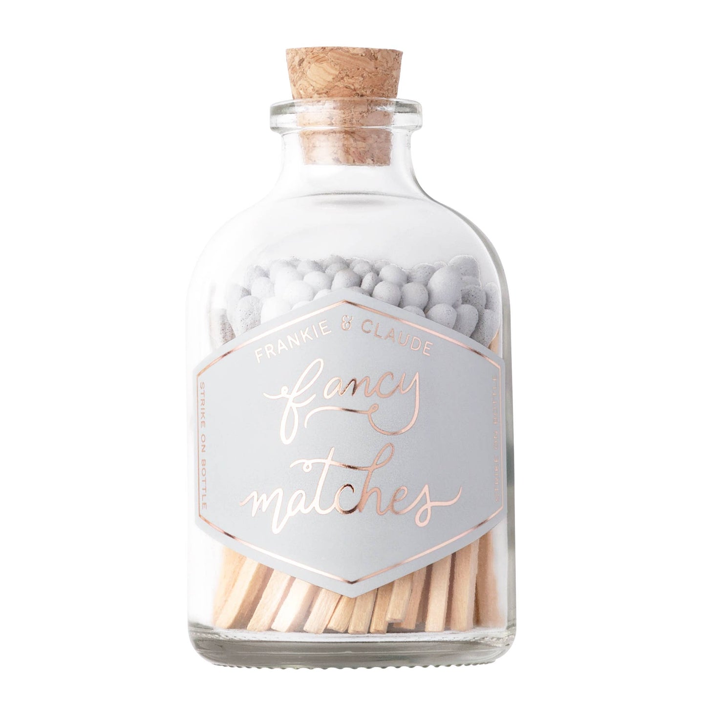 Frankie & Claude - Fancy Matches: Fog Light Gray Match Jar - Curated Home Decor