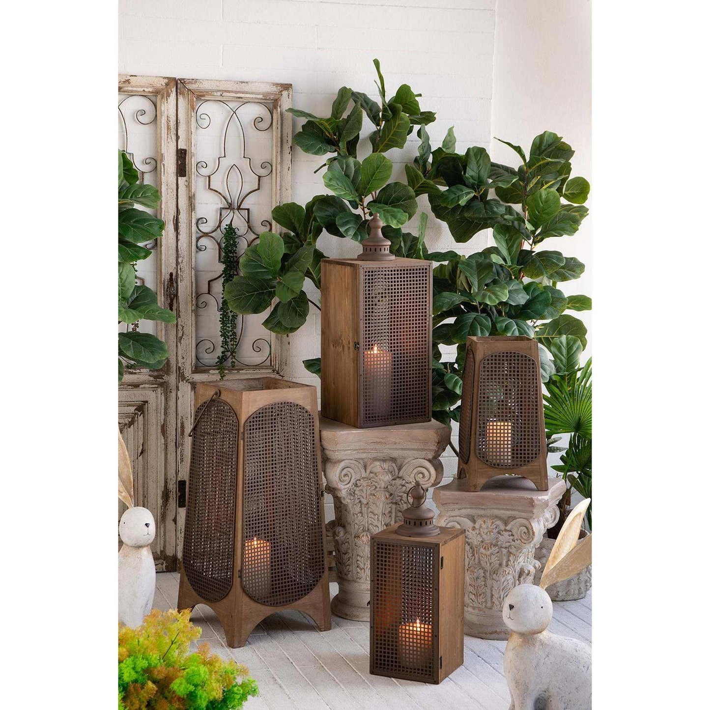 
                  
                    S/2 Weathered Brown Lanterns with Arched Legs 29.5"/17.5" - Curated Home Decor
                  
                