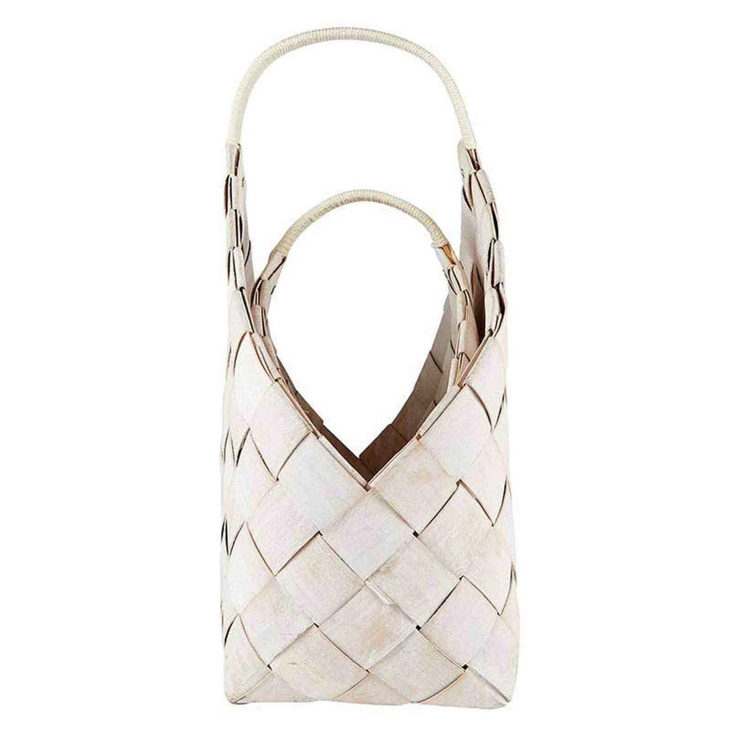 
                  
                    Set of 2 handcrafted nested wood fiber baskets in warm white for versatile home storage and decor
                  
                