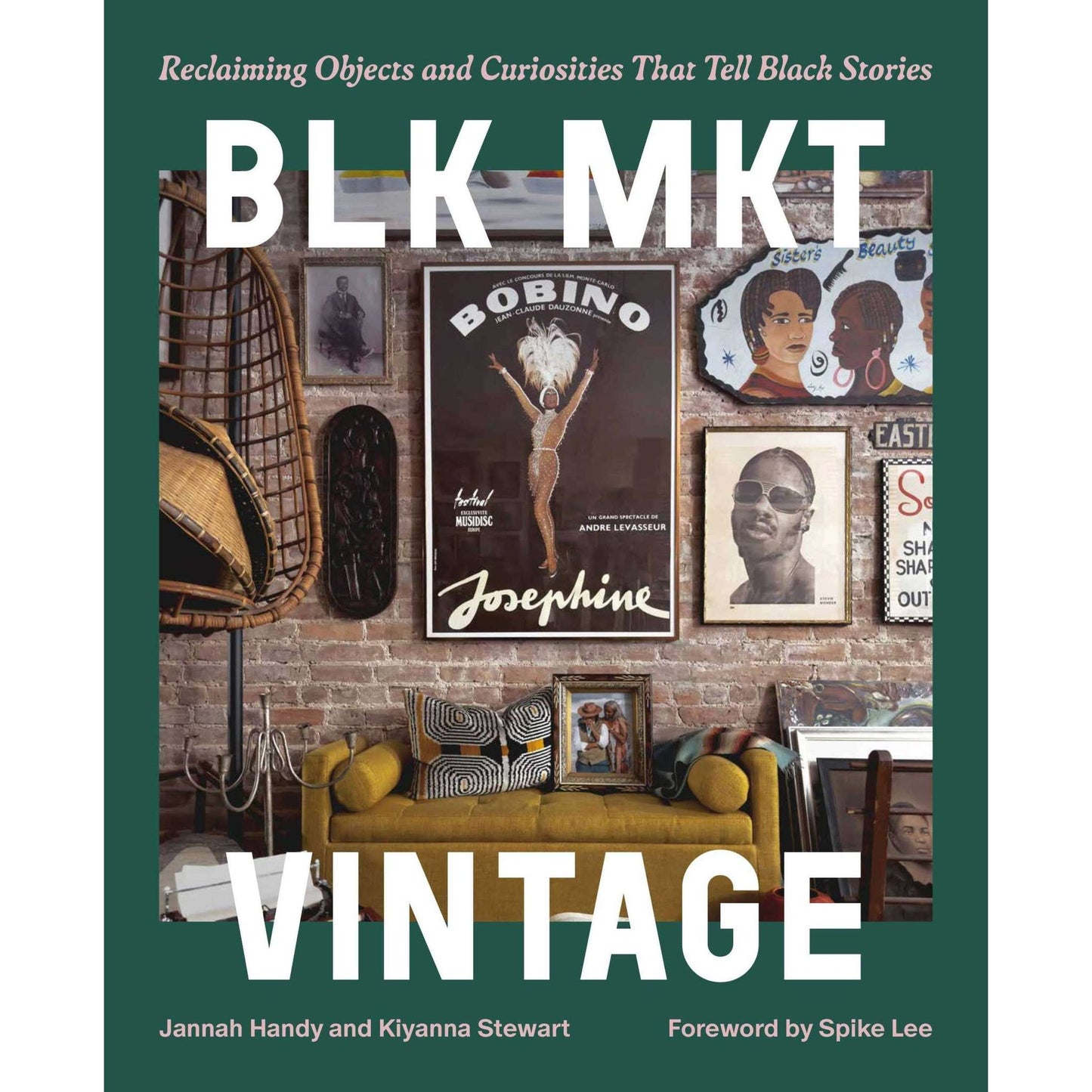 BLK MKT Vintage book cover showing vintage Black cultural art and decor in a cozy living room setting