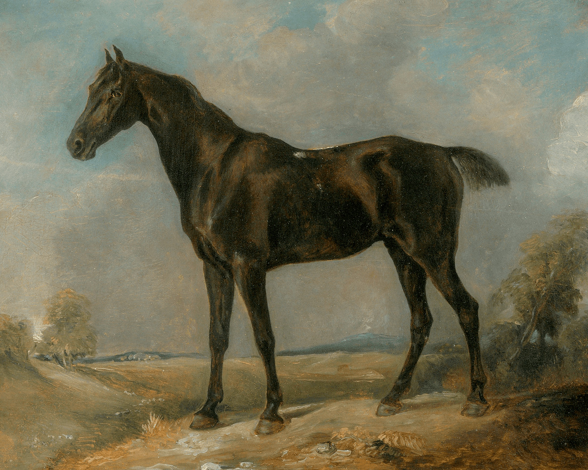 
                  
                    Black Riding Horse Antique Art Print - Curated Home Decor
                  
                