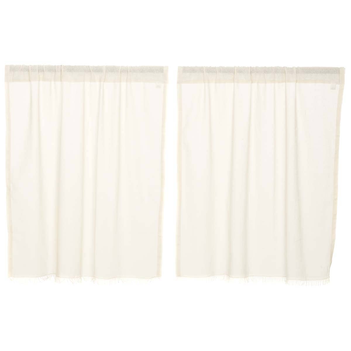 
                  
                    Tobacco Cloth Antique White Fringed Café Tier Curtains – Set of 2, 36"W x 36"L - Curated Home Decor
                  
                