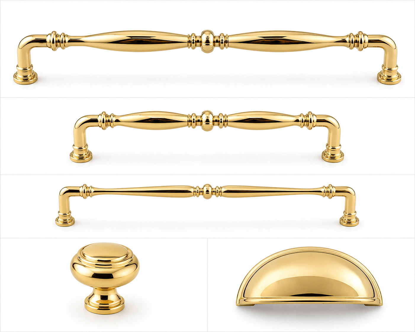 
                  
                    Ornate Spindle Pull in Polished PVD Gold Solid Brass - Curated Home Decor
                  
                