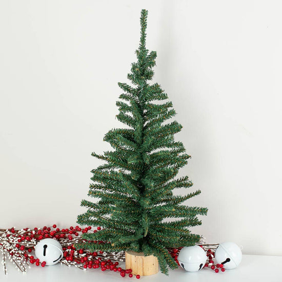 24" Mini Artificial Canadian Pine Tree w/ Wood Base - Curated Home Decor