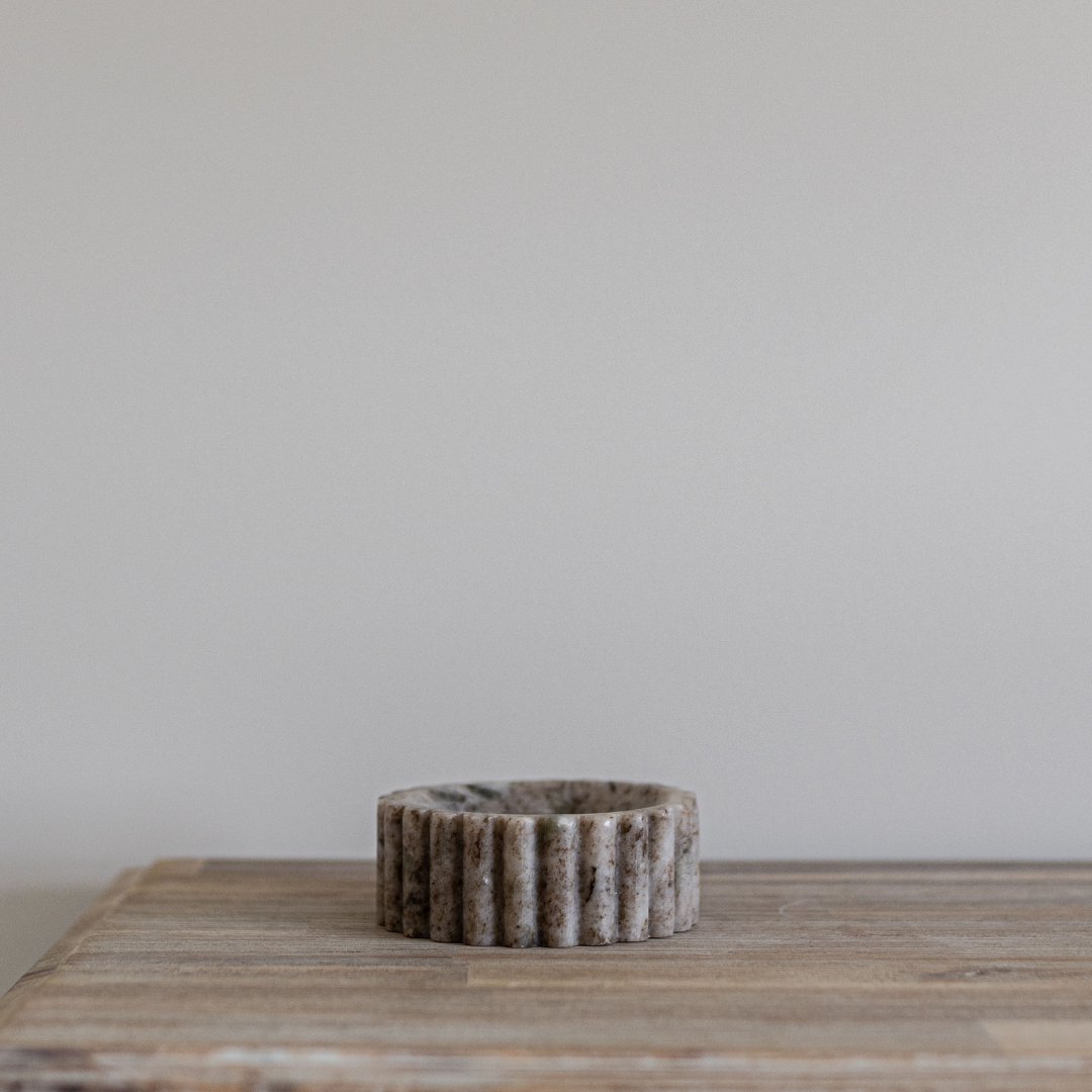 Fluted Soap Dish Beige/Light Grey Marble - Curated Home Decor
