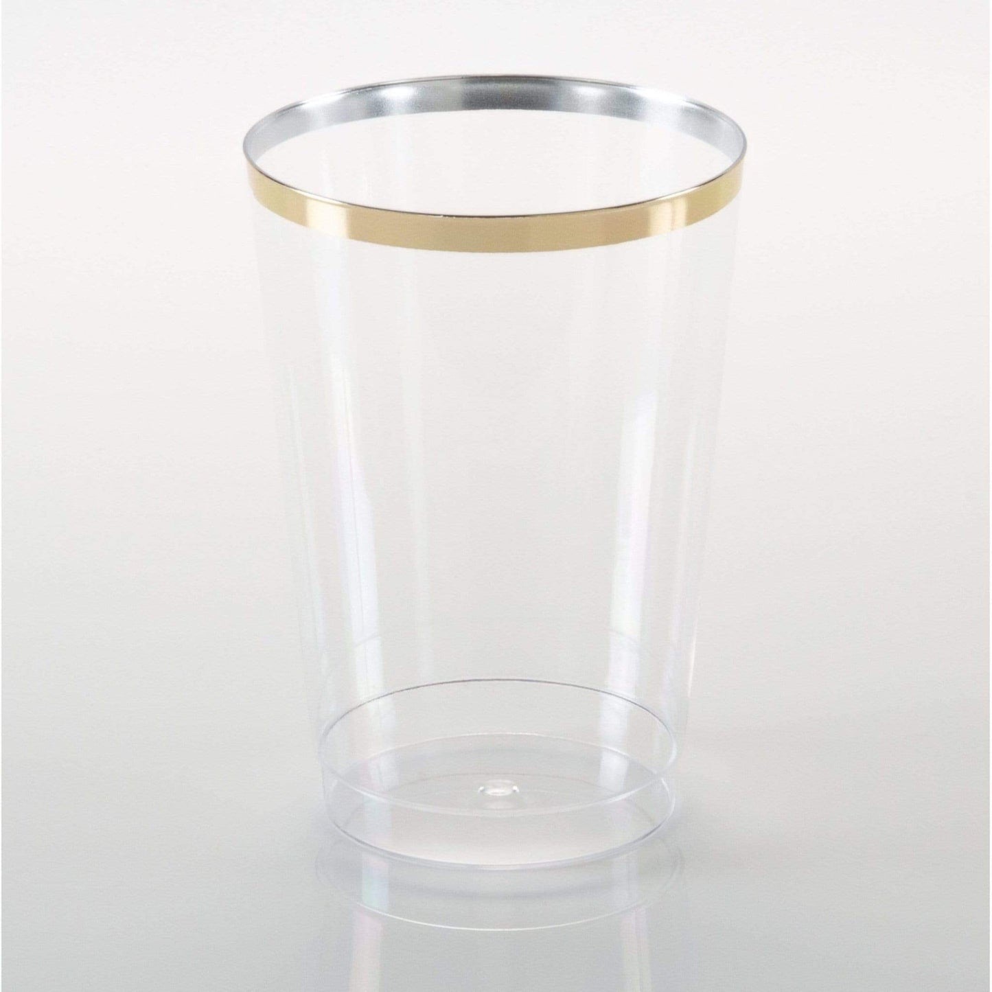 Luxe Set of 20| 9 Oz Clear Plastic Cups with Gold rim