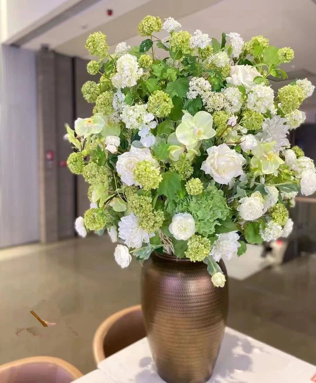 40"Long-5 Blooms-Premium Faux Snowball hydrangea spray