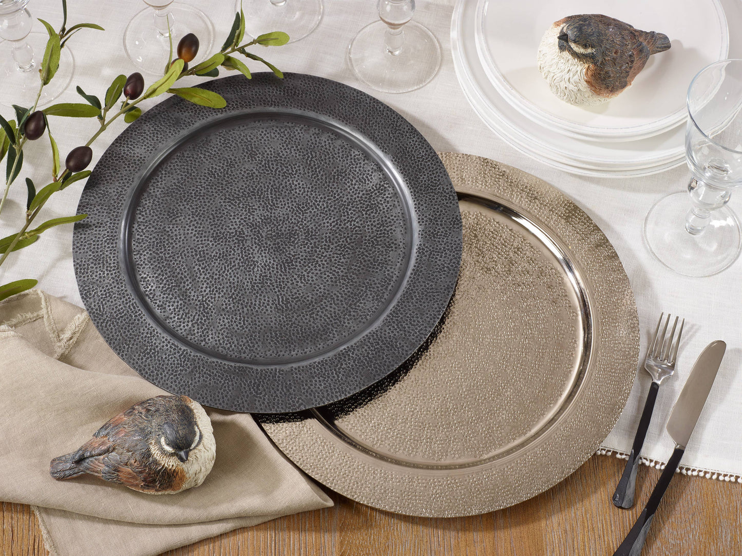 Hammered Charger: Graphite / 13" - Curated Home Decor