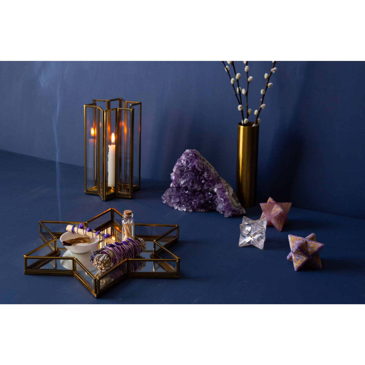
                  
                    Gilded Gold Star of David Hurricane Candle Holder - Curated Home Decor
                  
                