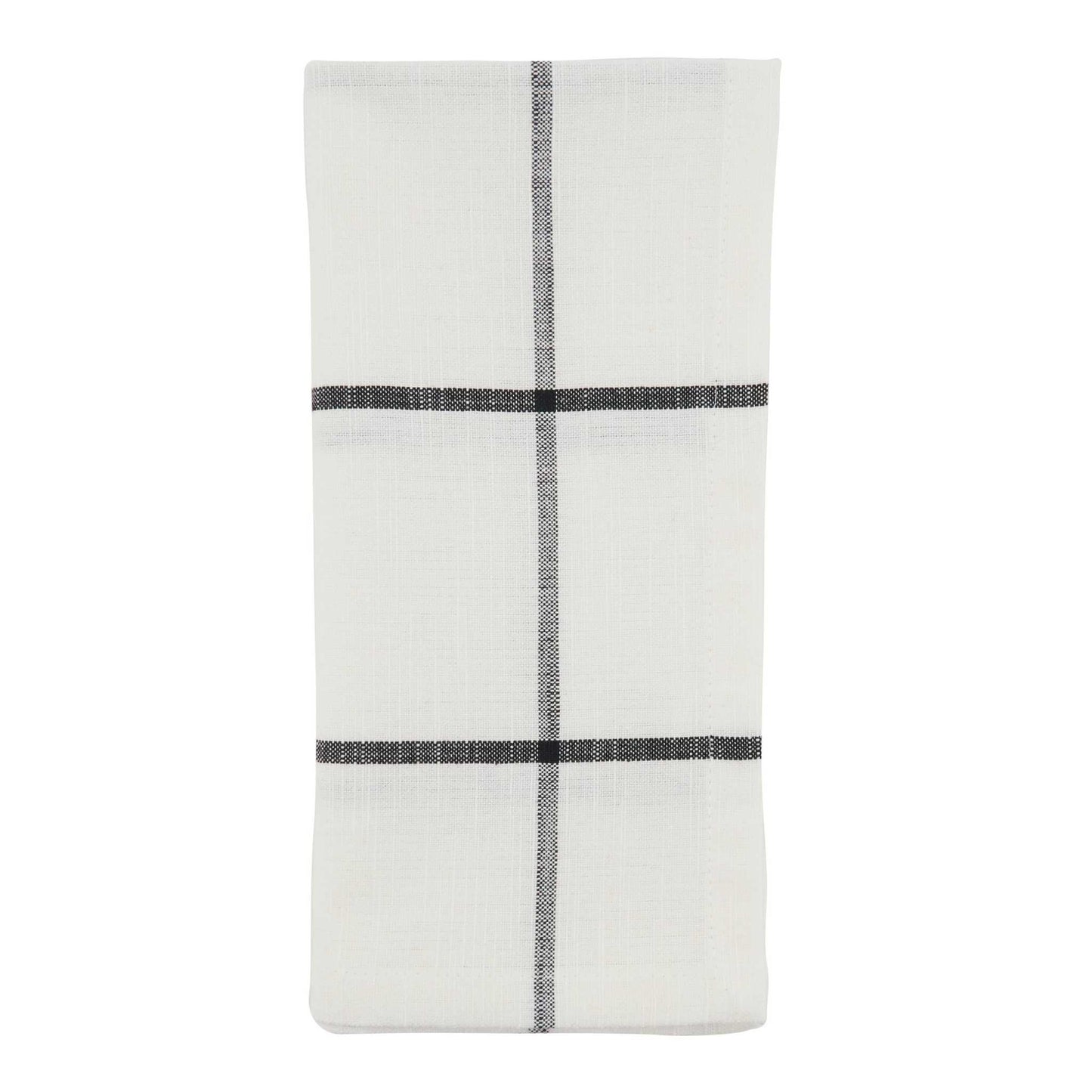 Set of 4 white windowpane plaid cotton napkins, 20x20 inches for everyday use