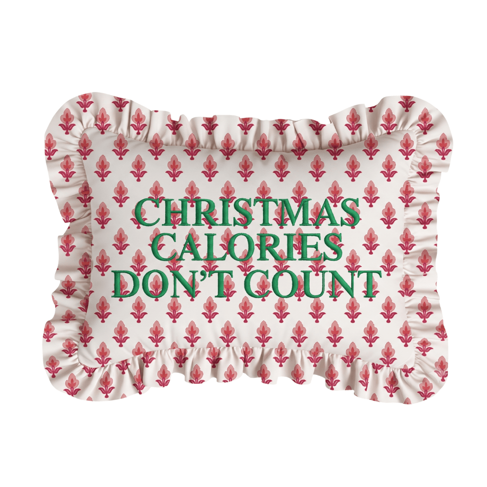 
                  
                    Christmas Calories Ruffled Embroidered Pillow - Curated Home Decor
                  
                