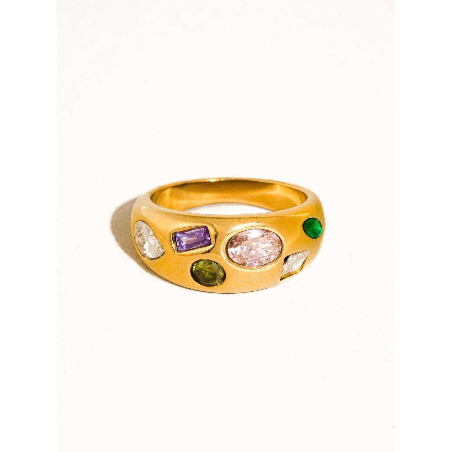 
                  
                    Orlume 18K Gold Non - Tarnish Colorful CZ Dome Ring: Yellow Gold / 7 - Curated Home Decor
                  
                
