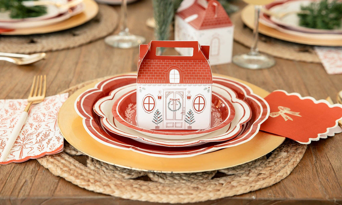 PEM1238 - Red/Gold Bow Cocktail Napkin - Curated Home Decor