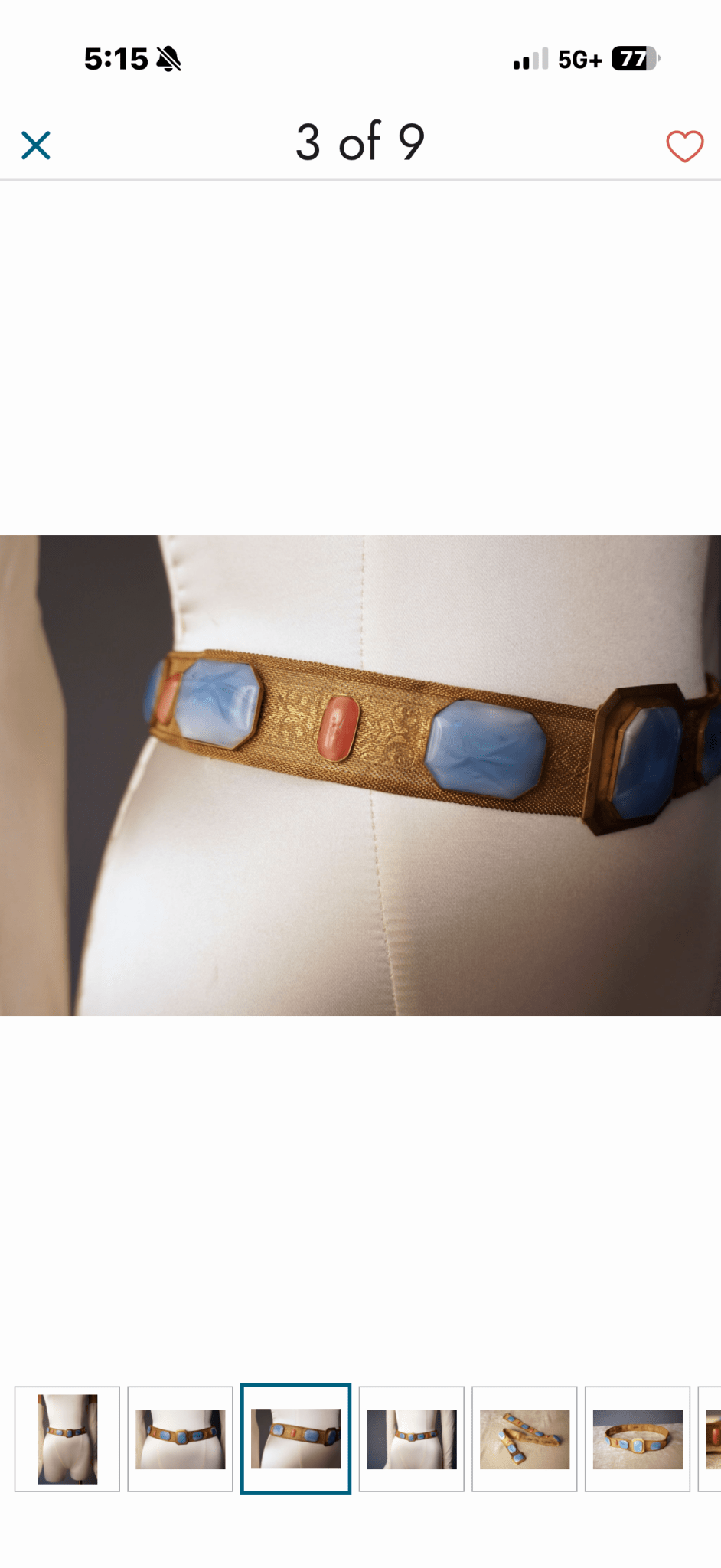 
                  
                    Antique Edwardian to Art Deco Gilt Mesh Belt with Blue & Pink Glass Cabochons - Curated Home Decor
                  
                